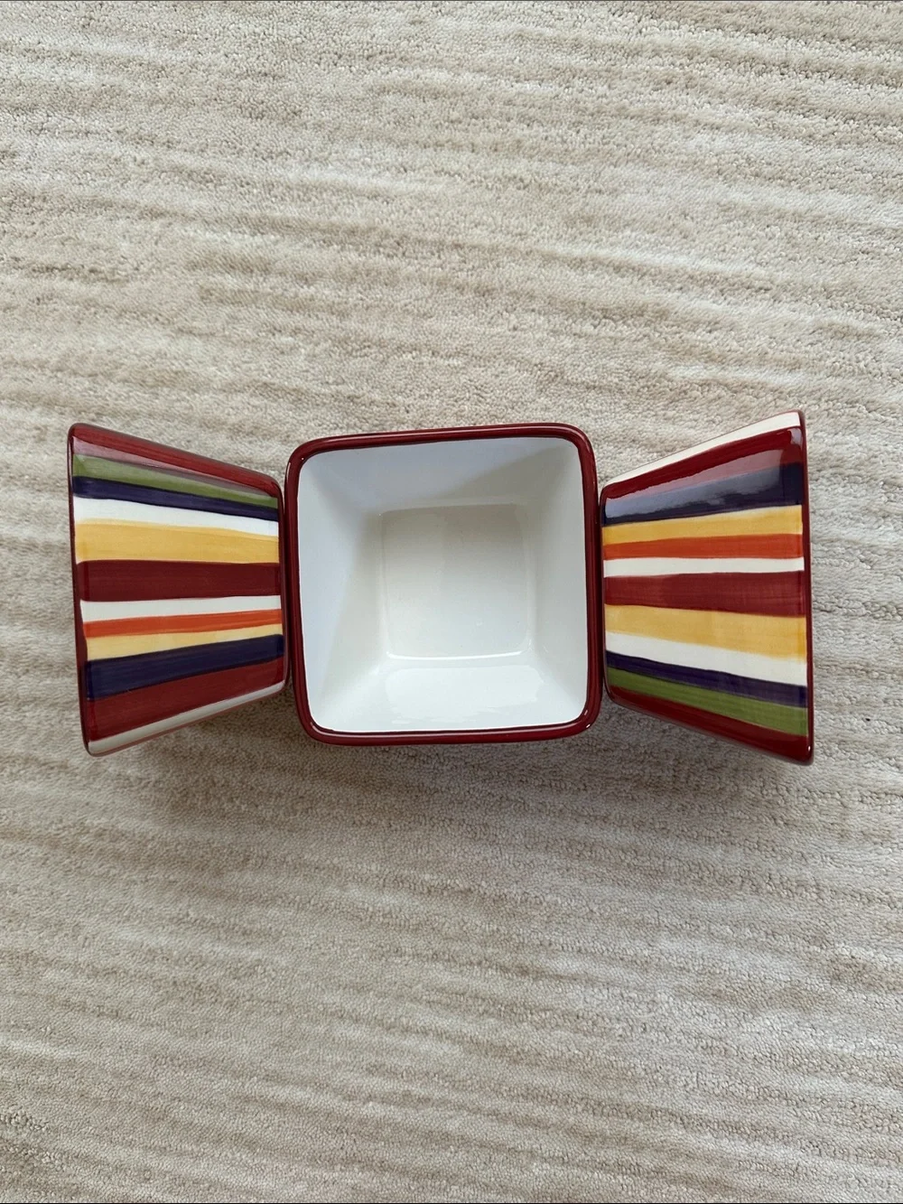 Set of 3 PAMPERED CHEF Simple Additions Stripes Square Bowls Entertaining